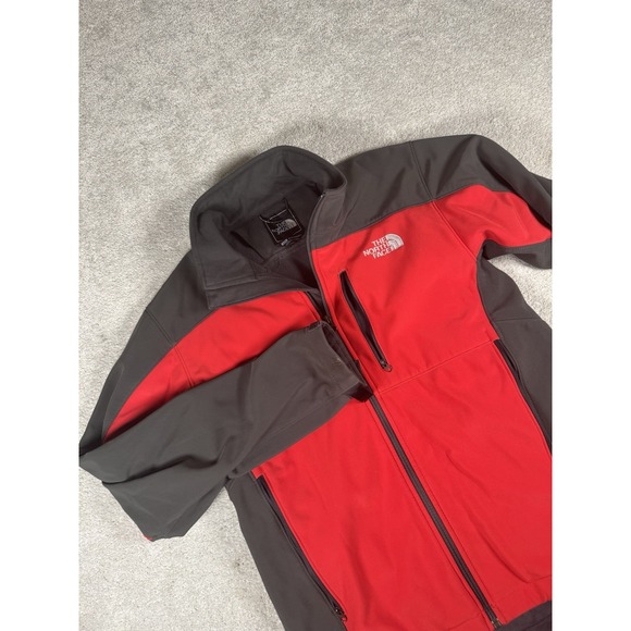 The North Face Jacket Mens Red Dark Gray Soft Shell Apex Bionic Full Zip Size S* - Picture 1 of 11